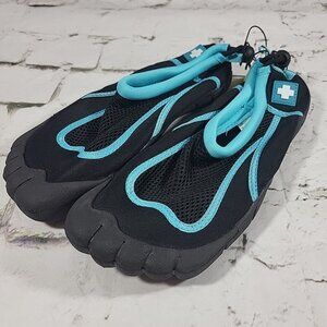 Life Guard Water Socks Swim Shoes Womens Sz 7/8 Aqua Blue Black New With Tags